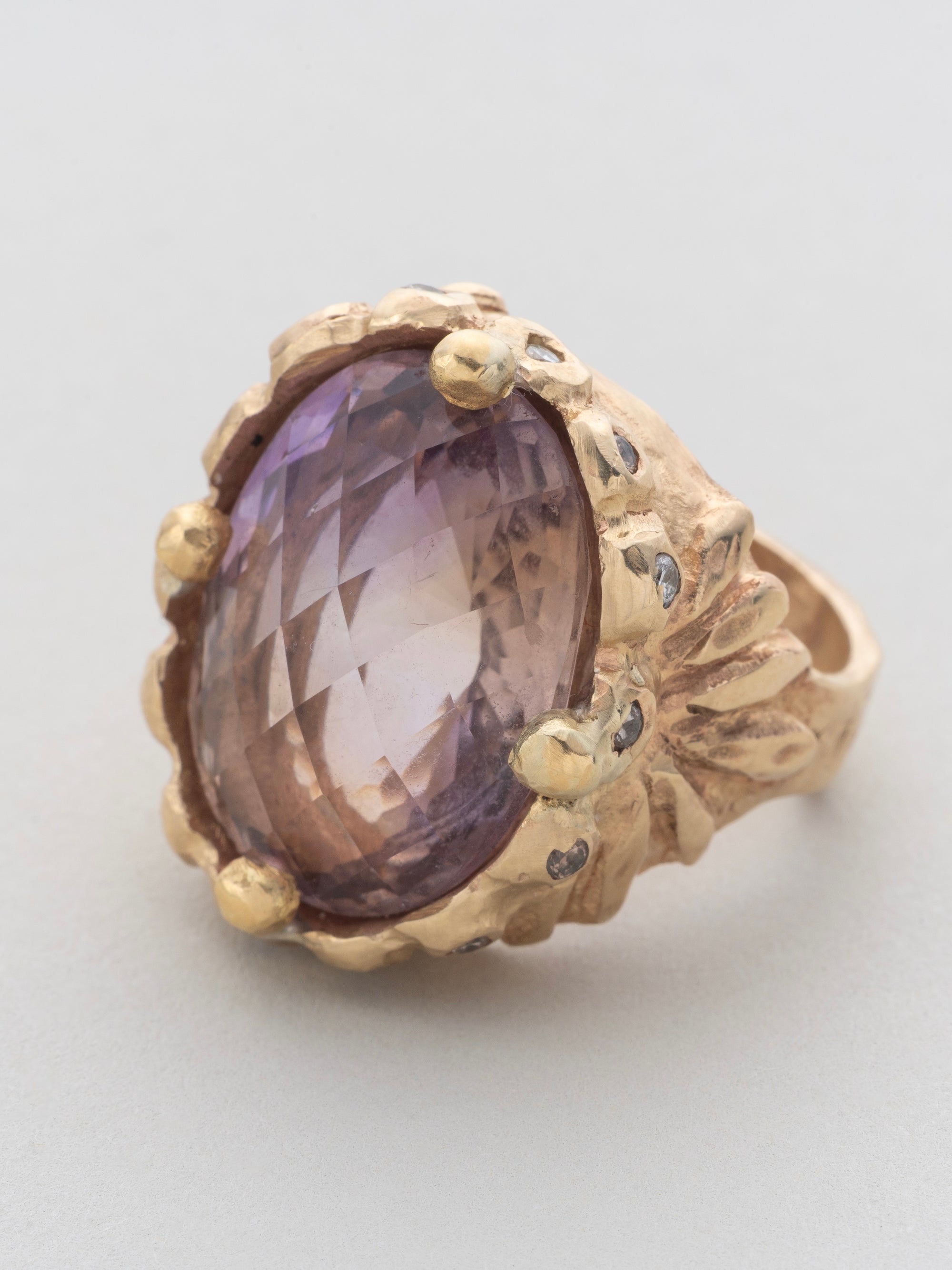 Ametrine and Diamond Statement Ring