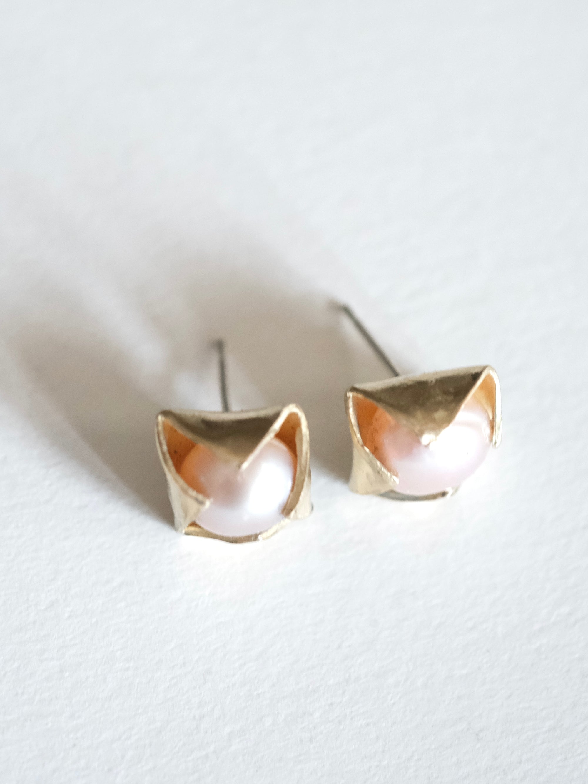 Geometric Pearl Stud Earrings