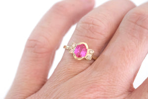 Pink Sapphire with Champagne Diamond Engagement or Special Occasion Ring