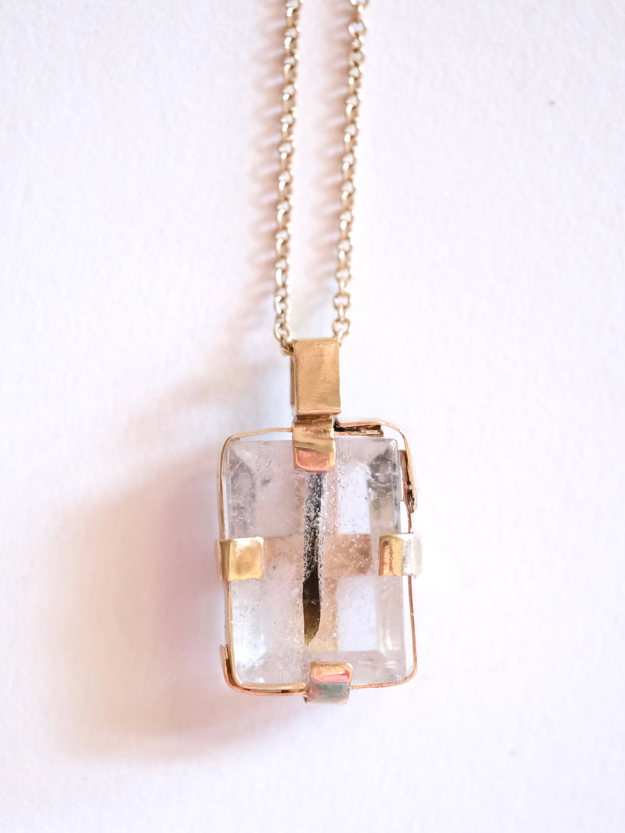 Geometric Wrapped Quartz Pendant
