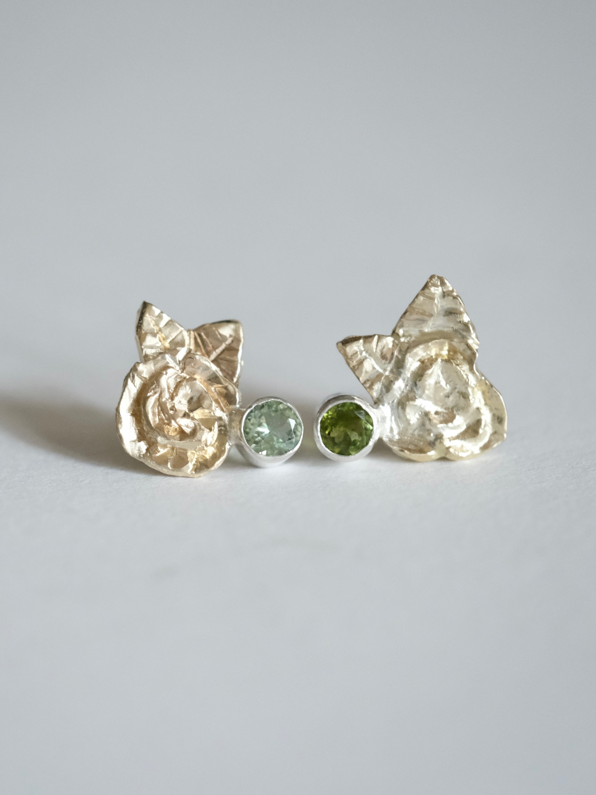 Tourmaline Rose Stud Earrings