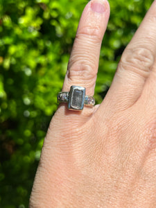 Grey Diamond Geometric Solitaire Ring