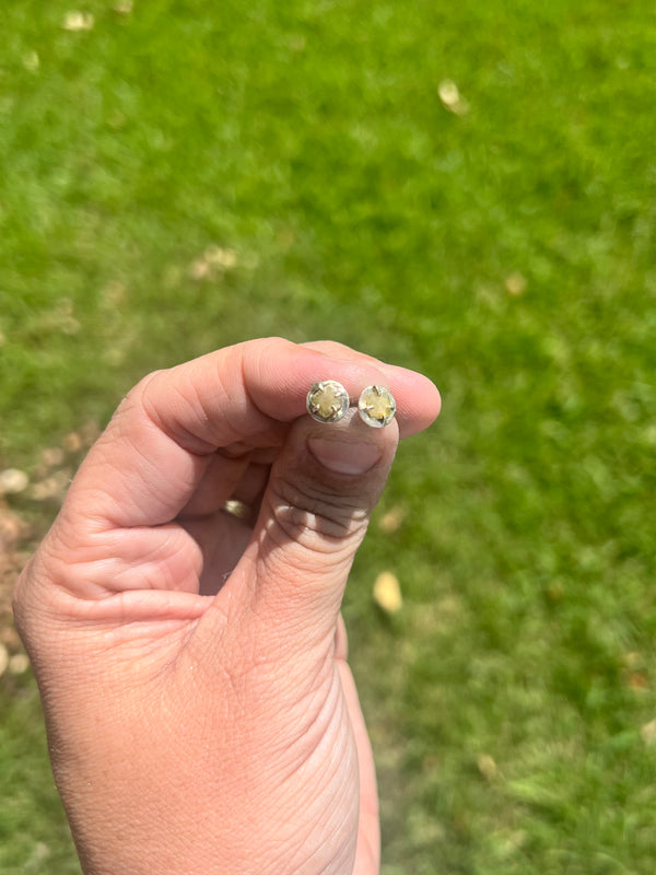 Yellow Diamond Slice Stud Earrings