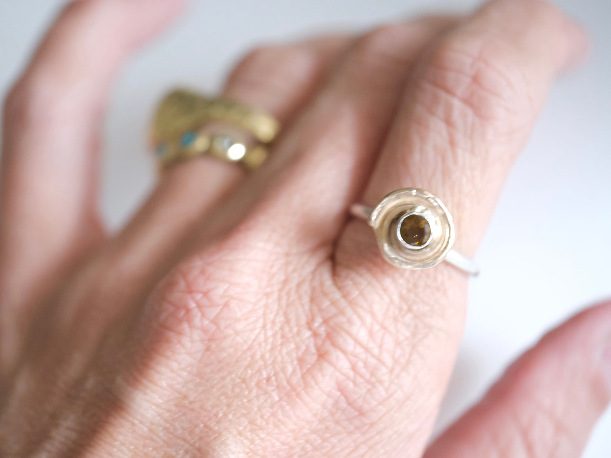 Spiraling Tourmaline Seashell Ring