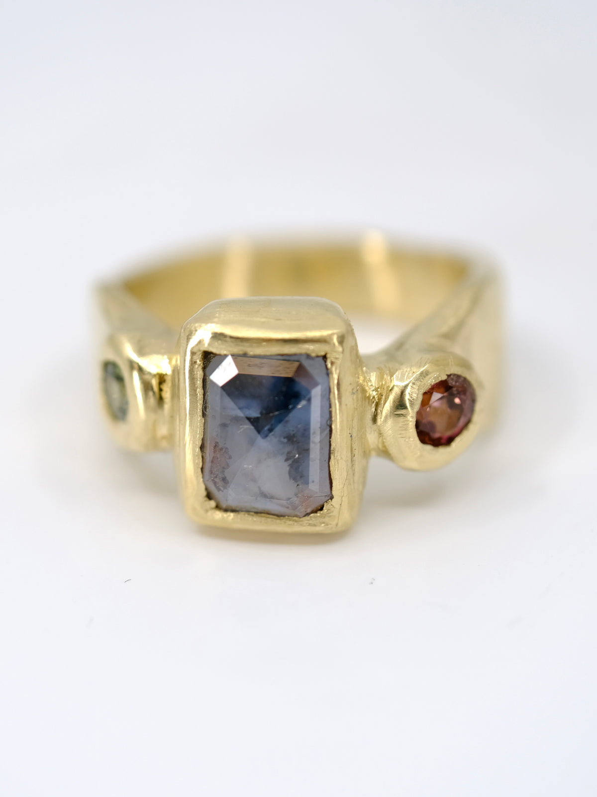 Diamond, Sapphire and Tourmaline Trio Ring
