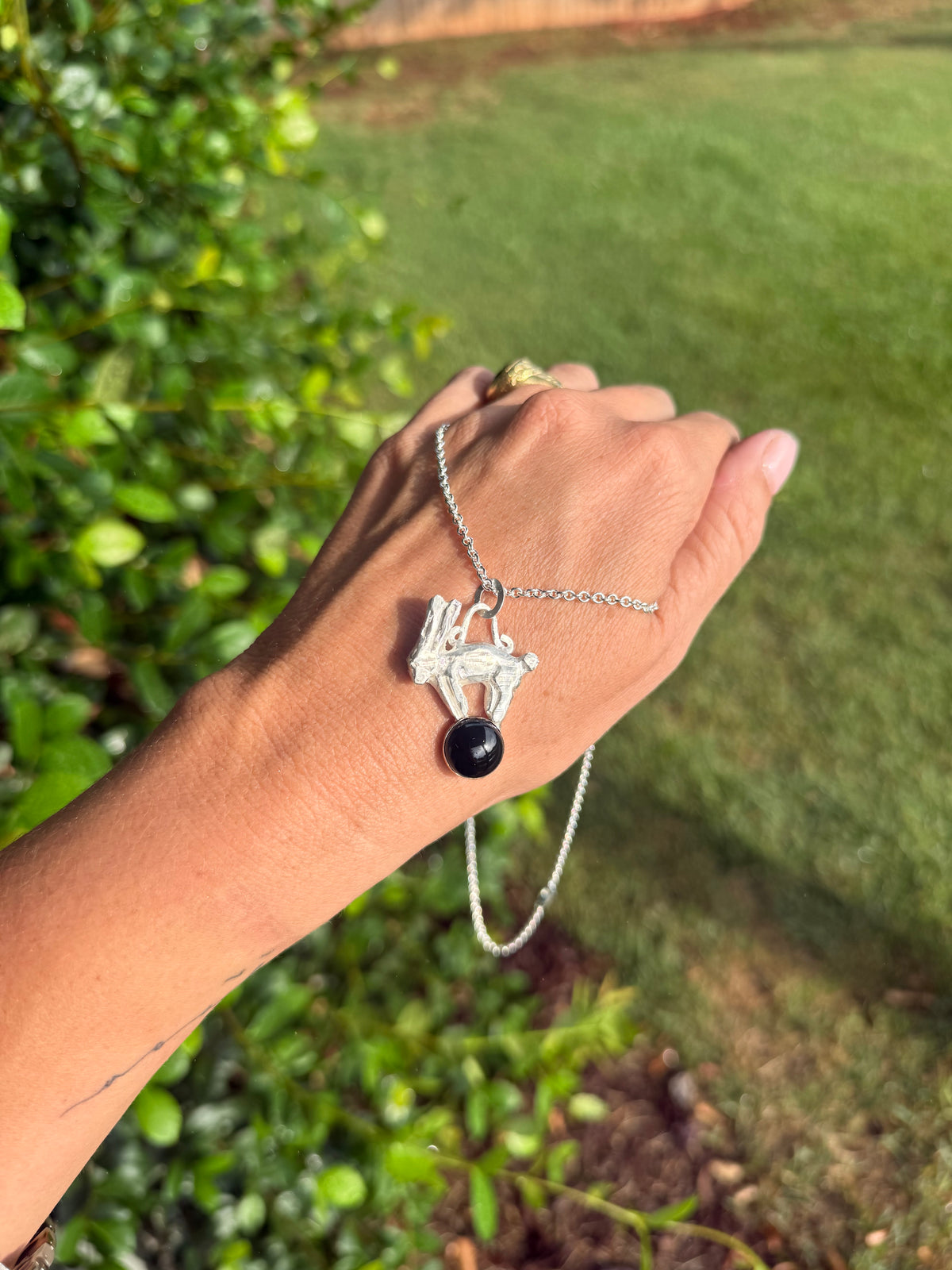 Onyx Bunny Pendant