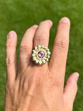 Load image into Gallery viewer, Pink Tourmaline Beaded Flower Ring
