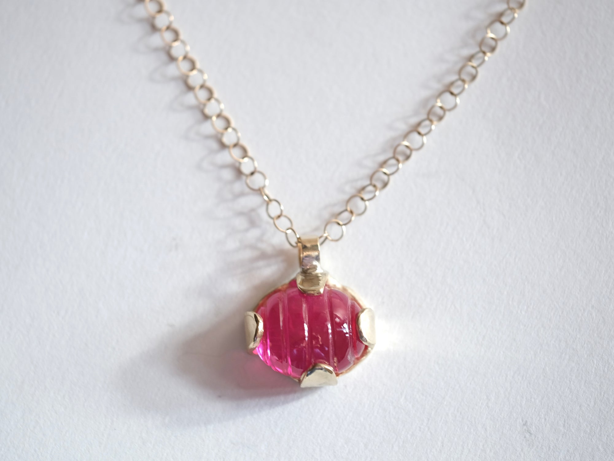 Carved Ruby Pendant on Chain