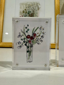 Tiny Flower Drawings in Acrylic Frames