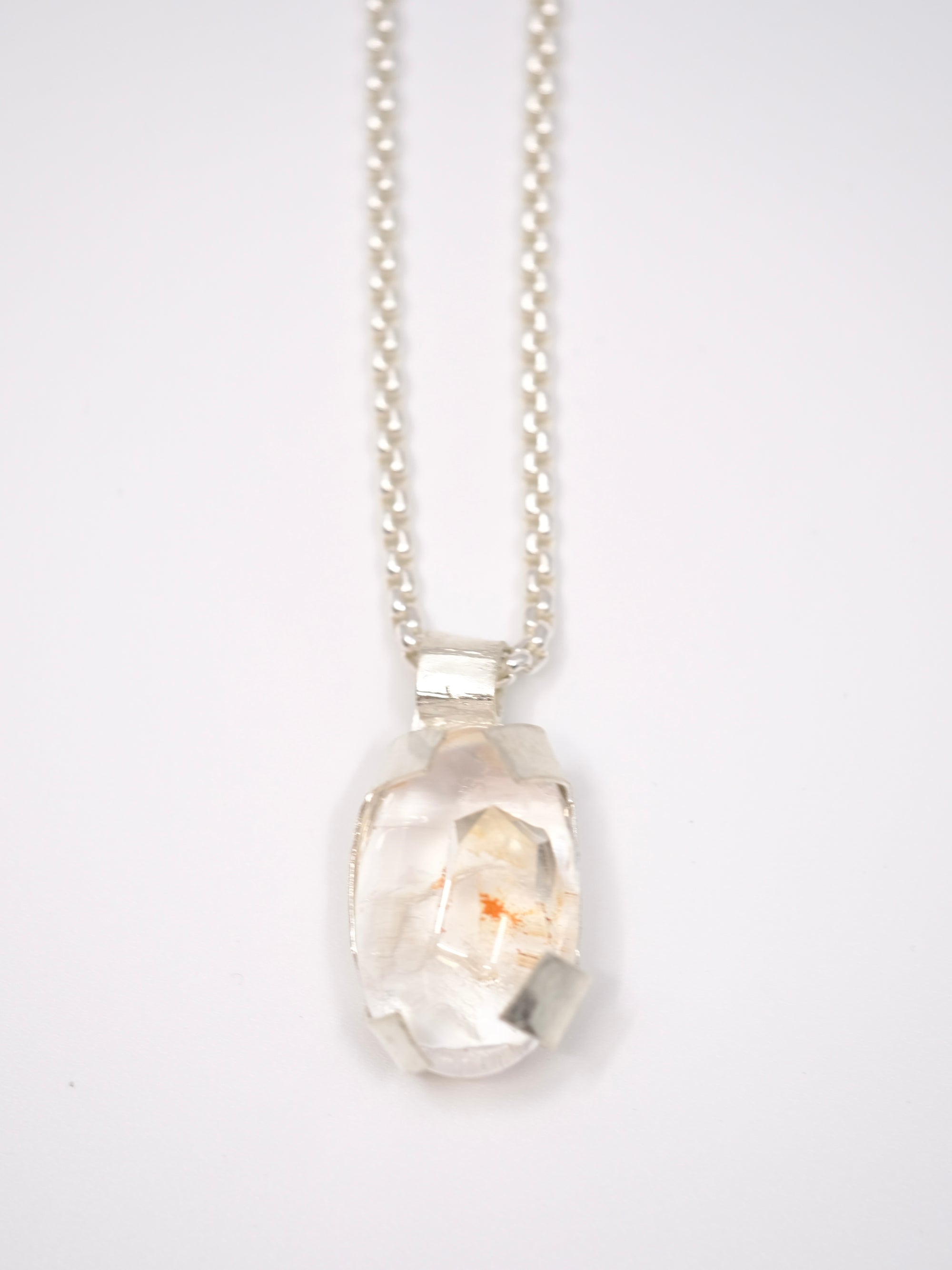 Oval Phantom Quartz Cabochon in Silver