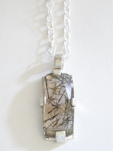 Load image into Gallery viewer, Tourmalated Quartz Pendant Necklace in Silver
