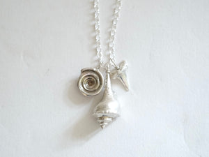 Seashell Cluster Pendant in Silver