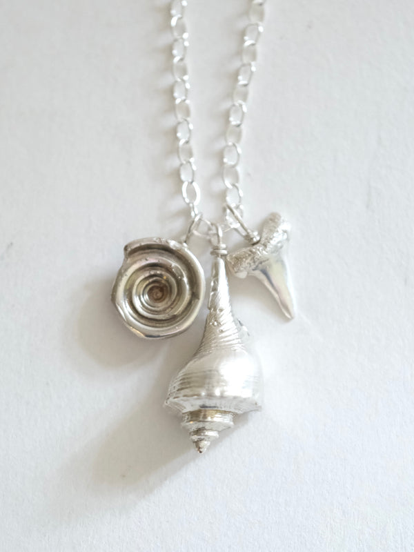 Seashell Cluster Pendant in Silver