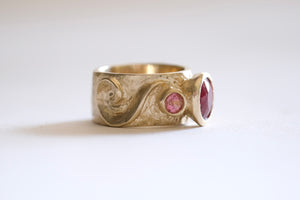 Pink Tourmaline Trio Ring