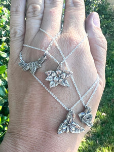 Flower, Leaves and Red Diamond Pendant