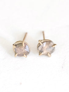 Grey Diamond Slice Stud Earrings