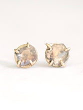 Load image into Gallery viewer, Grey Diamond Slice Stud Earrings
