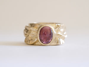 Pink Sapphire Leaf Ring