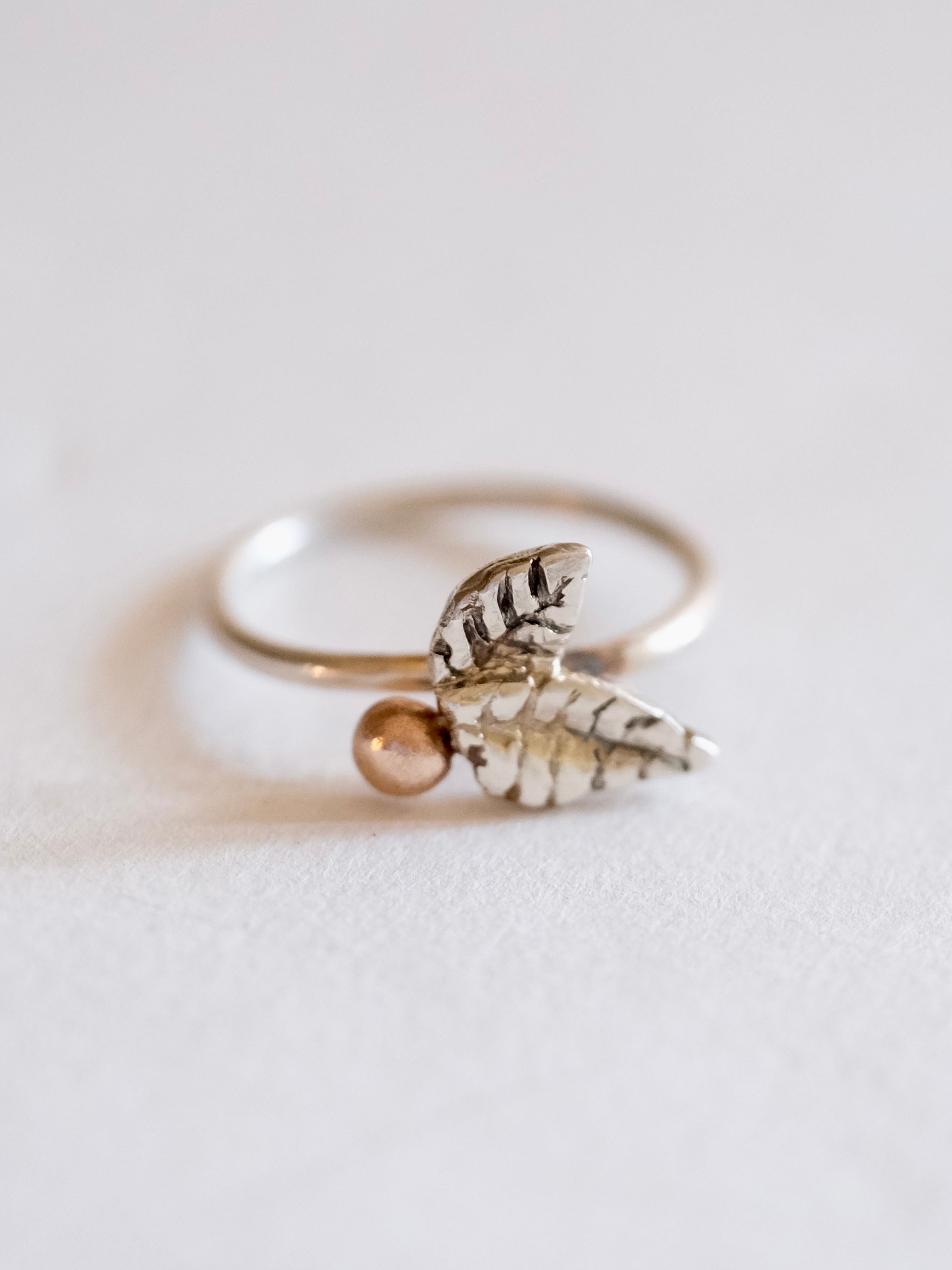 Leaf Ring with Gold Berry