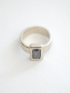 Grey Diamond Geometric Solitaire Engagement Ring (One of a Kind)