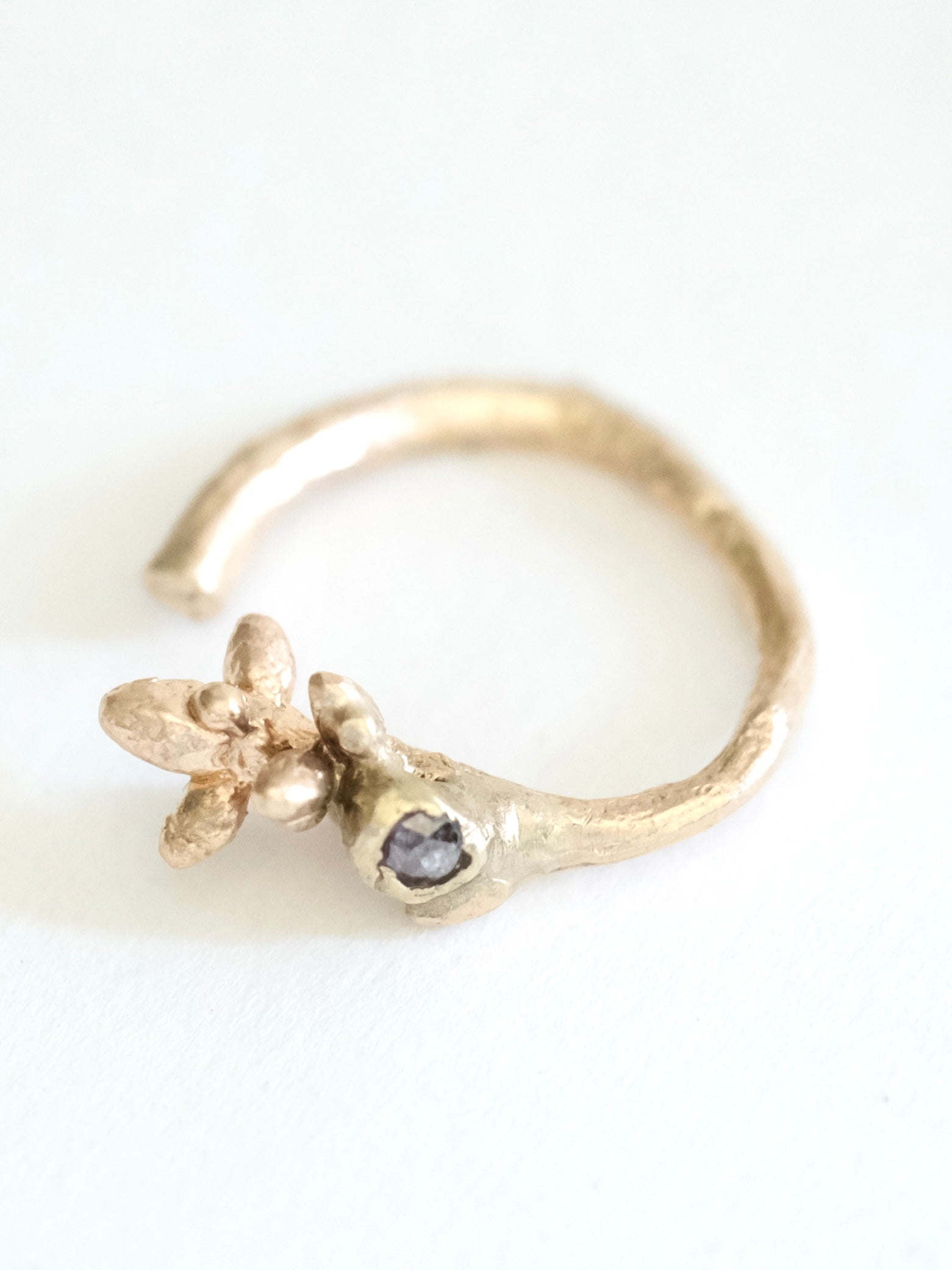 Diamond Bud Twig Wrapping Ring