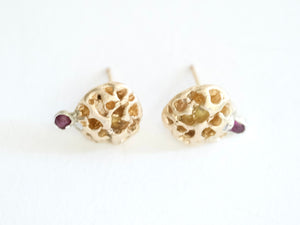 Coral & Ruby Stud earrings