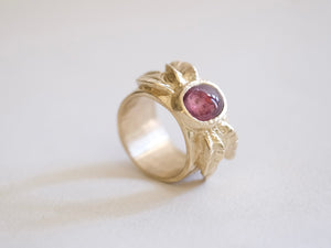 Pink Sapphire Leaf Ring