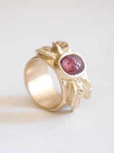 Pink Sapphire Leaf Ring