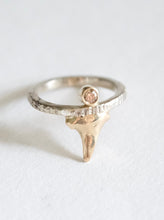 Load image into Gallery viewer, White and Yellow Gold Shark Tooth Ring with Diamond
