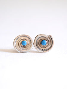 Spiraling Shell Turquoise Stud Earrings