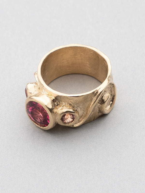 Pink Tourmaline Trio Ring