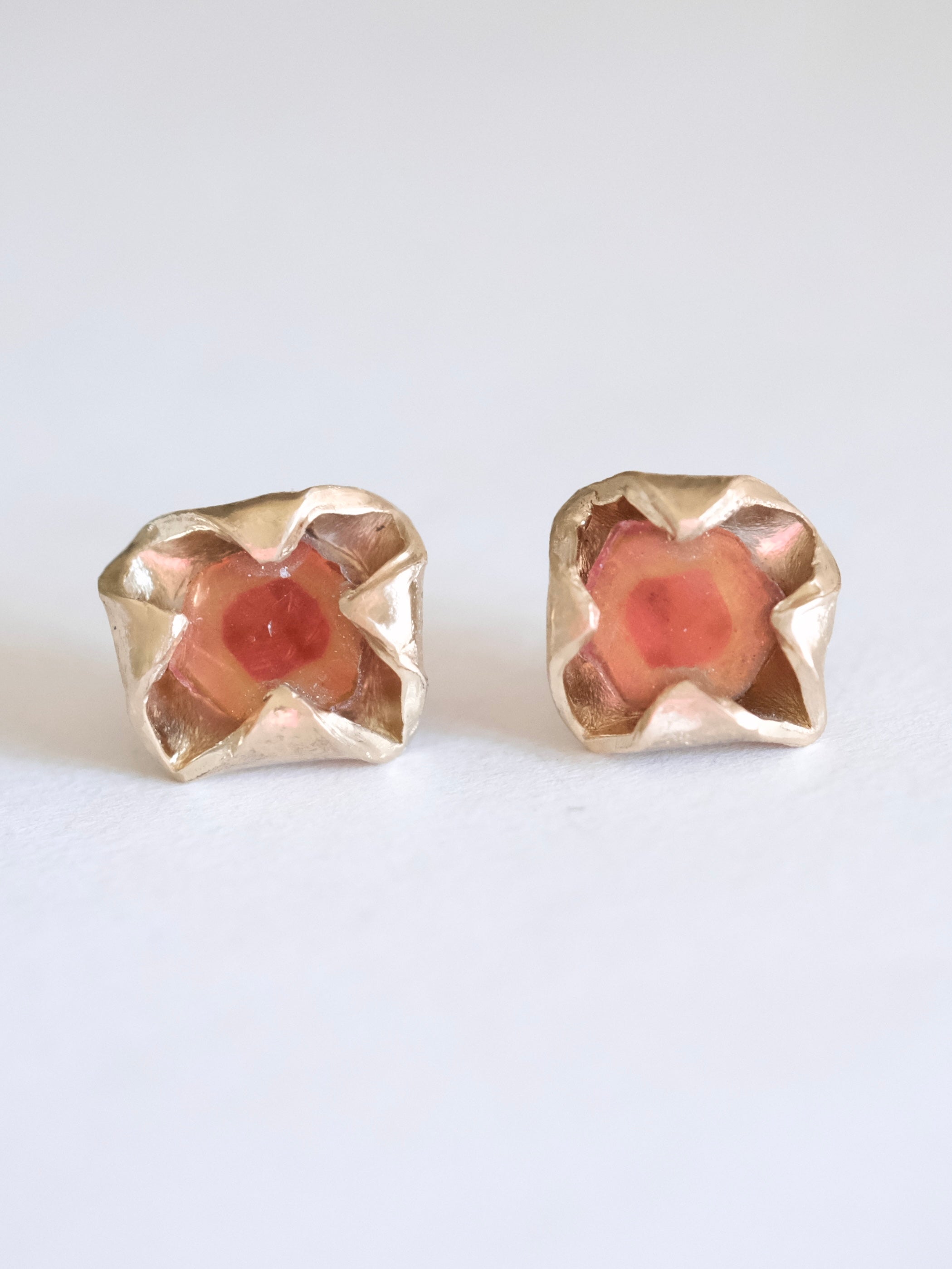 Tourmaline Slice Stud Earrings