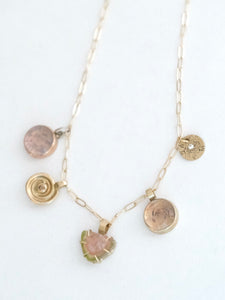 Charmed Necklace with Quartz, Diamonds and Tourmaline