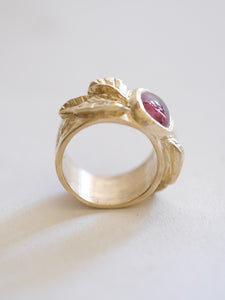 Pink Sapphire Leaf Ring