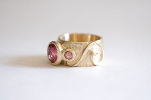 Pink Tourmaline Trio Ring