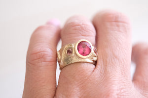 Pink Tourmaline Trio Ring