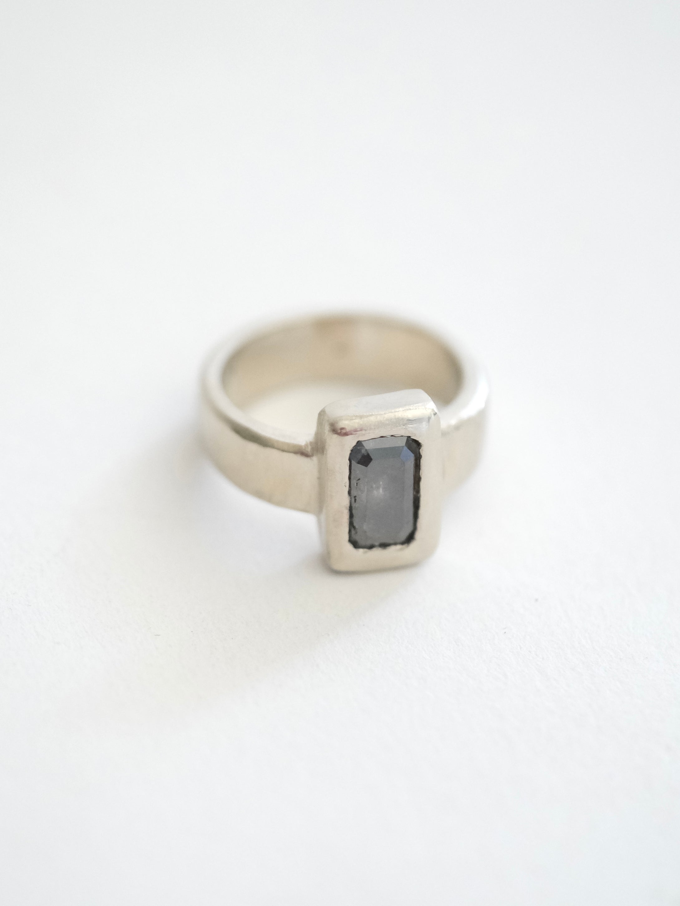 Grey Diamond Geometric Solitaire Engagement Ring (One of a Kind)
