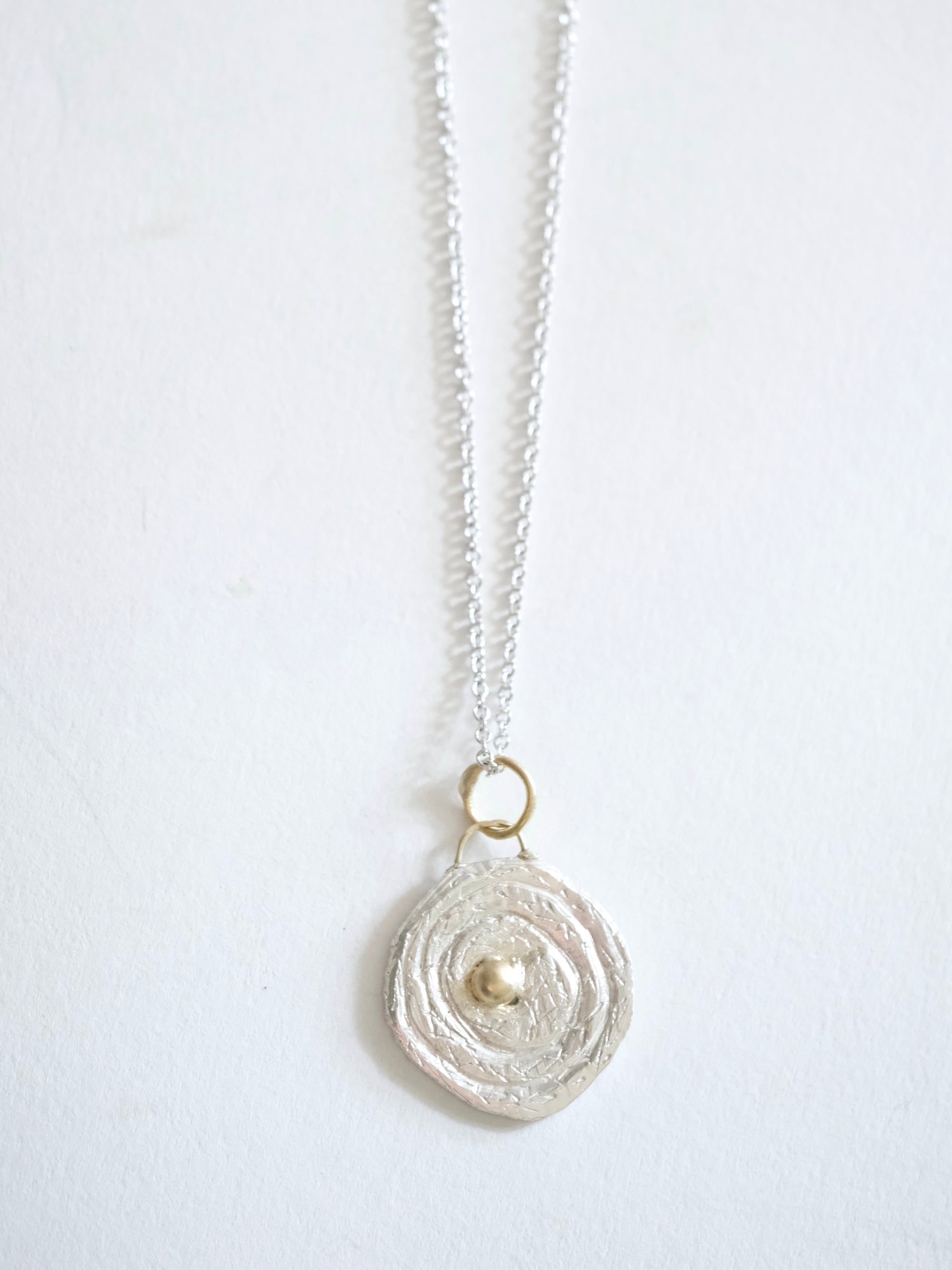 Circling Snake Silver and Gold Pendant