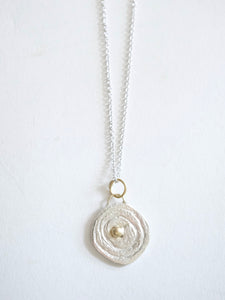 Circling Snake Silver and Gold Pendant
