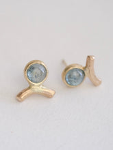 Load image into Gallery viewer, Blue Diamond and Gold Twig Stud Earrings
