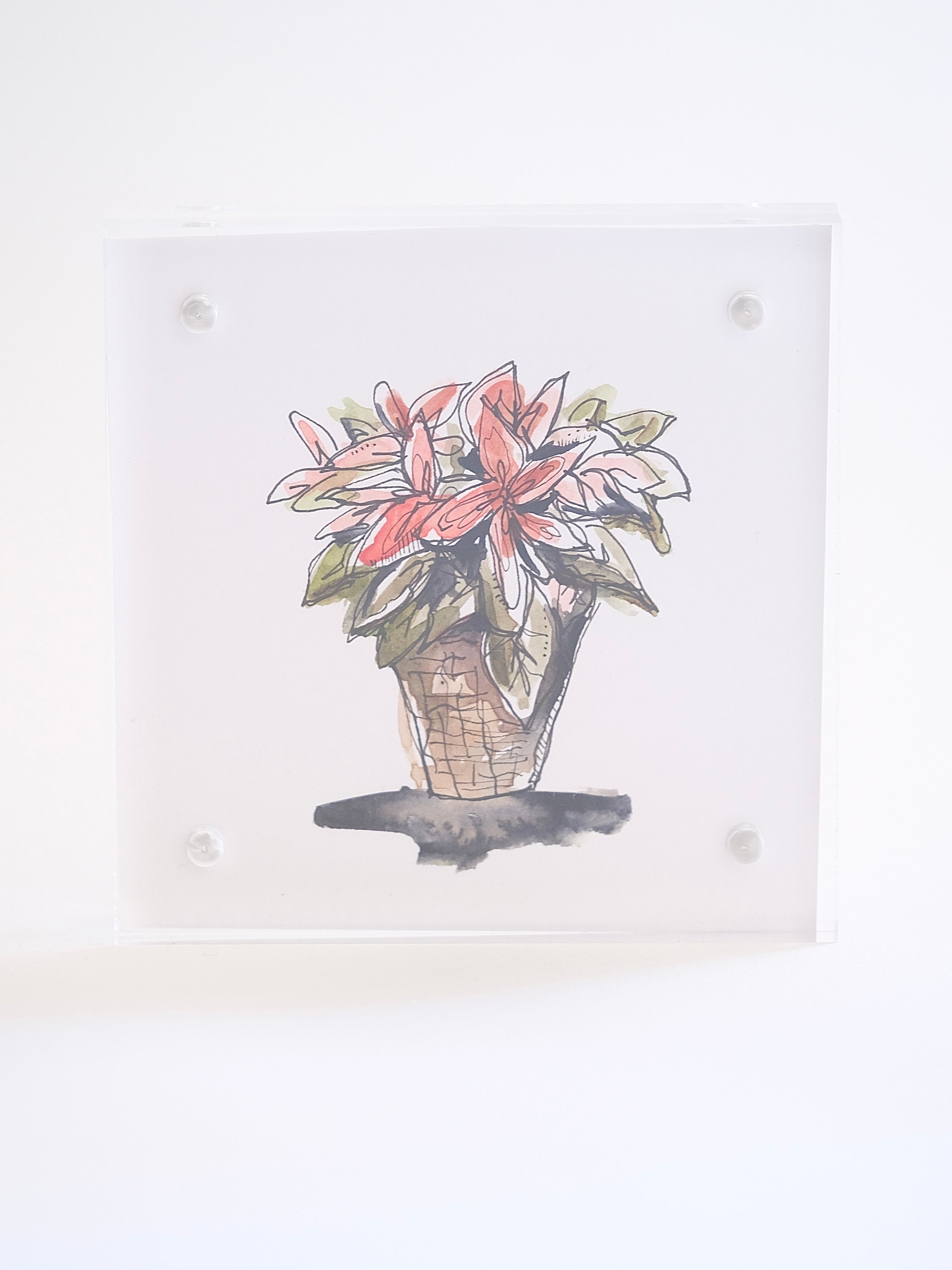 4x4” Tiny Framed Flower Drawings