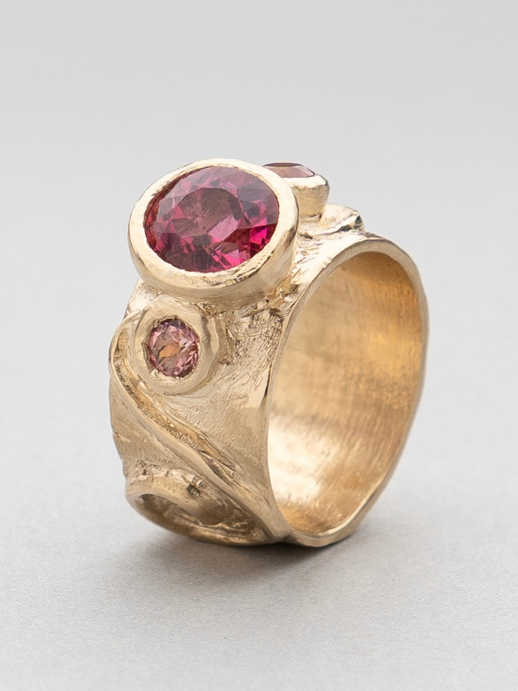 Pink Tourmaline Trio Ring