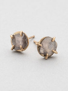 Grey Diamond Slice Stud Earrings