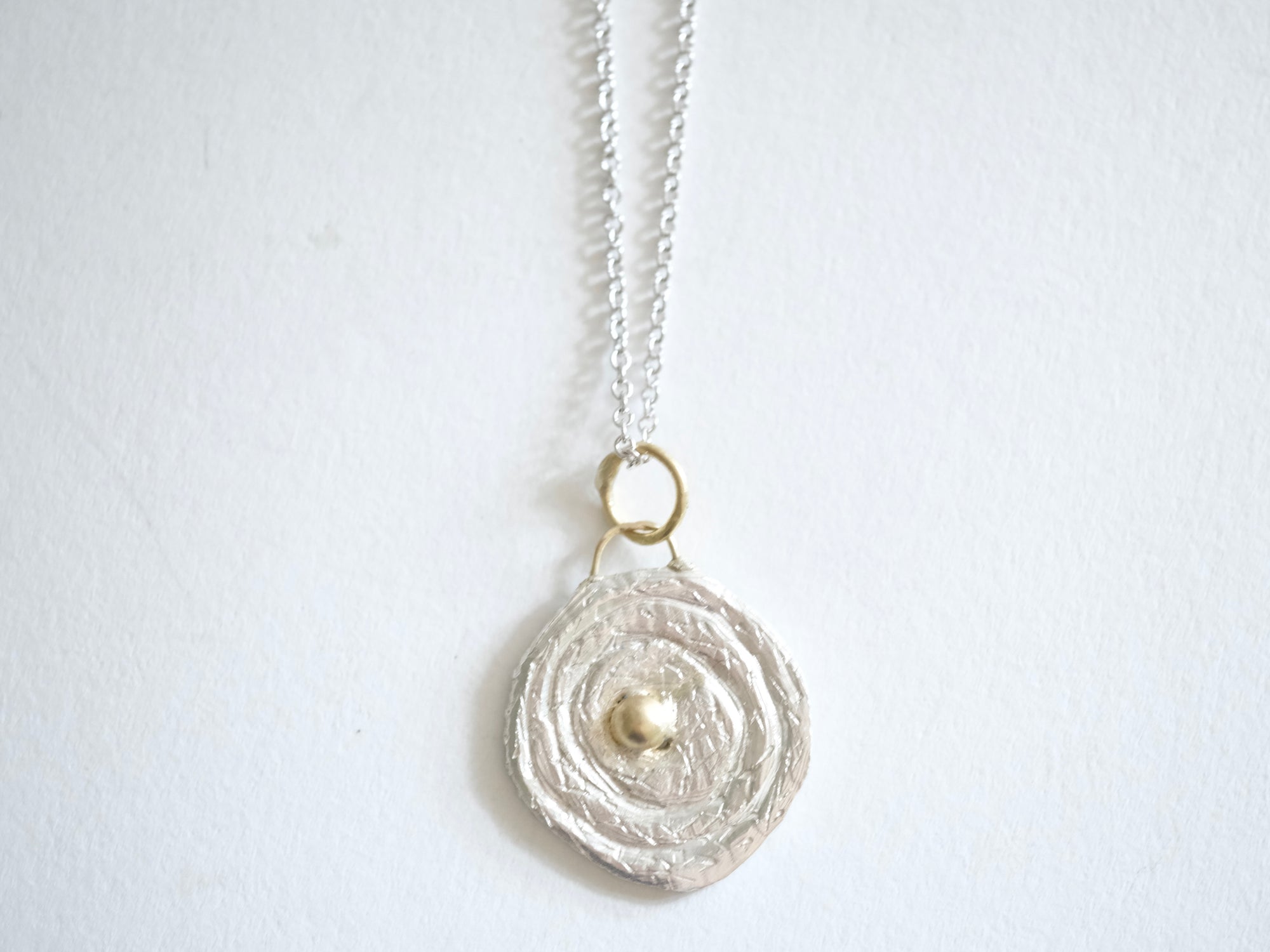 Circling Snake Silver and Gold Pendant