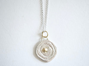 Circling Snake Silver and Gold Pendant