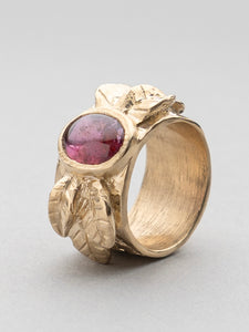 Pink Sapphire Leaf Ring