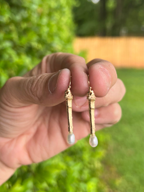 Twig Pearl Dangle Earrings