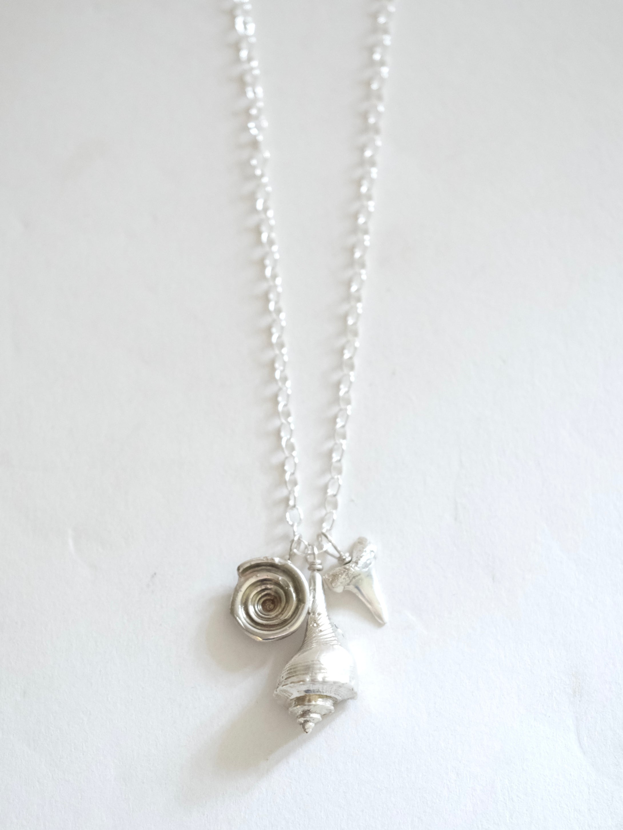 Seashell Cluster Pendant in Silver