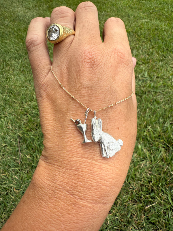 A Bunny and a Martini Necklace