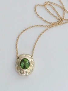 Green Tourmaline and Gold Pendant